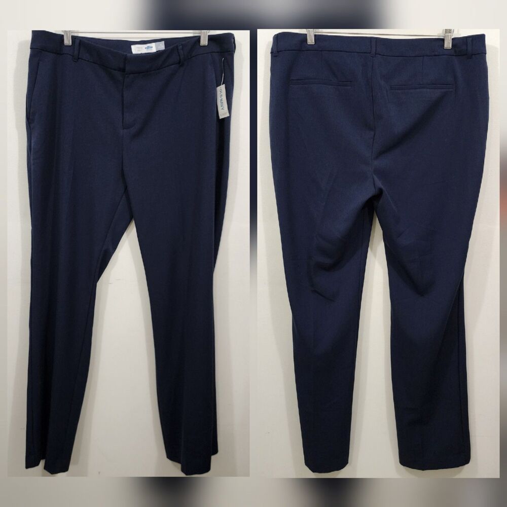 Old Navy High-rise Crepe Steaight Leg Trouser Pants Navy Blue Career Womens 16R